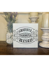 Grateful Thankful Blessed Wood Block Sign