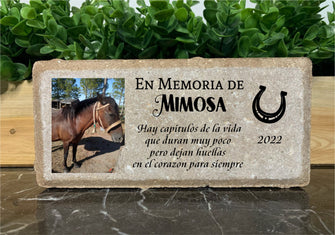 Personalized Spanish Horse Pony Memorial Stone. 8x4 Stone Brick. Burial Marker. Indoor/Outdoor Horse Memorial. Custom Horse Sympathy Gift.