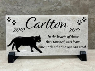 Personalized Marble Cat Memorial, 8x4 Burial Marker, Kitten Memorial, Custom Cat Sympathy Gift, Kitten, pet memorial