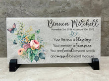 Memorial Gift, Family Loss Memorial Stone, Personalized 8x4 Marble Memorial, Custom Remembrance Gift, In Loving Memory, Sympathy