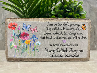 Family Loss Memorial. Mom. Grandma. Dad. Grandpa. 8x4 PERSONALIZED Burial Marker. Tumbled Paver Stone. Brick. Indoor/Outdoor. Sympathy Gift.