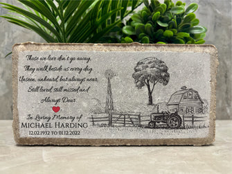 Memorial Stone. Family Loss. Farm. Tractor. Barn. Farmer. Family Loss. 8x4 Personalized Paver Stone. Brick. Indoor/Outdoor. Sympathy Gift.