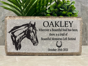 Personalized Horse Pony Memorial Stone. 8x4 Stone Brick. Burial Marker. Indoor/Outdoor Horse Memorial. Custom Horse Sympathy Gift.