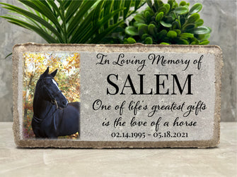 Personalized Horse Pony Memorial Stone. 8x4 Stone Brick. Burial Marker. Indoor/Outdoor Horse Memorial. Custom Horse Sympathy Gift.