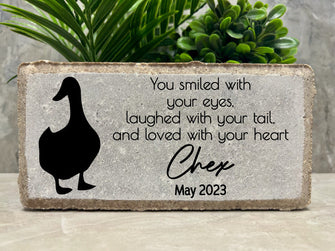 Pet Duck Loss Memorial. 8x4 PERSONALIZED Burial Marker. Tumbled Paver Stone. Outdoor or Indoor - Goose