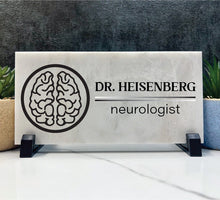 Desk Name Plate - Personalized Marble Name sign - Custom Desktop Stone Name Plaque - Office Gift - Occupation Name Stone - neurologist