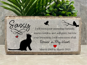 Personalized Cat Memorial Stone. 8x4 Stone Brick. Burial Marker. Indoor/Outdoor Cat Memorial. Custom Cat Sympathy Gift. Kitten, Brick