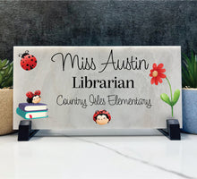 Desk Name Plate - Personalized Marble Name sign - Custom Desktop Stone Name Plaque - School Gift - Occupation Name Stone - Librarian