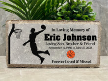 Family Loss Memorial Stone. Basketball Player. Son. Brother. PERSONALIZED 8x4 Burial Marker. Stone Brick. Indoor/Outdoor Sympathy Gift