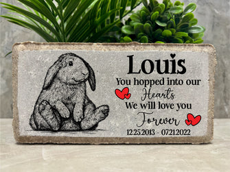 Lop Rabbit Memorial Stone. Lop Eared Rabbit. Bunny. Personalized 8x4 Stone Brick. Burial Marker. Bunny Memorial. Custom. Sympathy Gift.