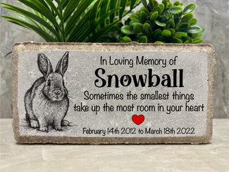 Rabbit Memorial Stone. Personalized 8x4 Stone Brick. Burial Marker. Indoor/Outdoor. Bunny Memorial. Custom. Hare. Sympathy Gift.