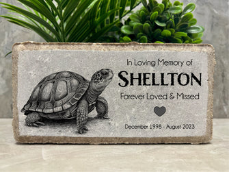 Memorial Stone. Turtle. Tortoise. Reptile. Pet Loss Memorial. Sympathy Gift. 8x4 Personalized Burial Marker. Concrete Brick. Indoor/Outdoor