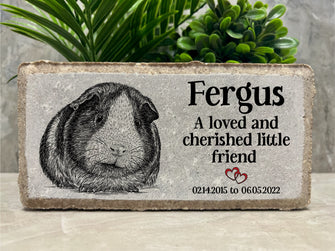 Guinea Pig Pet Memorial. Cavy. Personalized 8x4 Stone Brick. Pet Loss. Tumbled Paver Stone. Custom. Burial Marker. Sympathy Gift. Mammal.