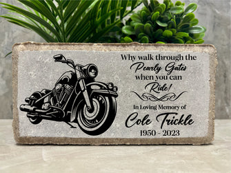 Memorial Stone. Motorcycle. Biker. Chopper. 8x4 Personalized Memorial Stone. Custom Bereavement Gift. Funeral Gift. Brick. Sympathy Gift.