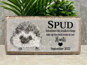 Hedgehog Pet Memorial. Hedgy. Personalized 8x4 Stone Brick. Pet Loss. Tumbled Paver Stone. Custom. Burial Marker. Sympathy Gift. Mammal.