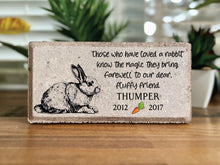 Rabbit Memorial Stone. Personalized Stone Brick. Burial Marker. Indoor/Outdoor. Bunny Memorial. Custom. Hare. Sympathy Gift.