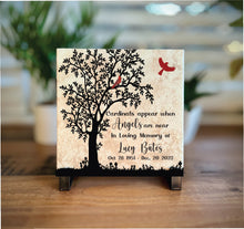 Personalized Memorial Tile Stone Gift - Remembrance Keepsake Cardinals Appear Memorial - 6x6 Cardinal Tile - Family Loss Gift