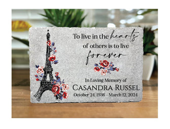 6x9 Memorial Stone. Remembrance Gift. Garden Stone. Paris Efile tower. Family Loss Memorial Stone. Paver Gift. Sympathy Garden Stone