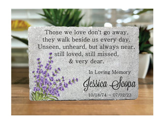 6x9 Memorial Stone. Lavenders Remembrance Indoor or Outdoor Stone. Lavender Memorials Stone Paver Gift. Sympathy Garden Stone