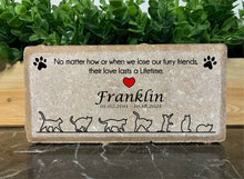 8x4 Personalized Cat, Kitten Memorial Stone, Stone Brick. Burial Marker. Indoor/Outdoor Cat Memorial. Custom Sympathy Gift.