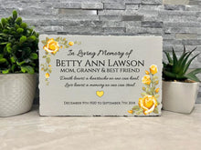 9x6 Family Loss Memorial. Yellow Roses