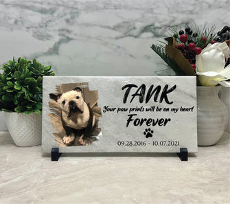 12x6 Memorial Stone. Mom. Dad. Grandma. Grandpa. Personalized Travertine Stone. Photo Remembrance Gift. Sympathy Gift. Indoor Only.