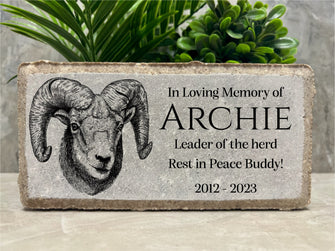 8x4 Personalized Goat, Sheep Memorial Stone, Stone Brick. Burial Marker. Indoor/Outdoor Memorial. Custom Sympathy Gift.