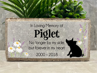 8x4 Personalized Piggy Memorial Stone, Farm animal Pig Memorial